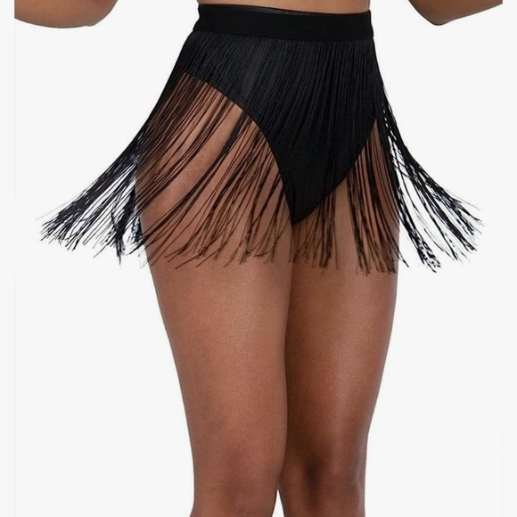 NWOT iHeartRaves Black Fringe Skirt - Picture 2 of 3